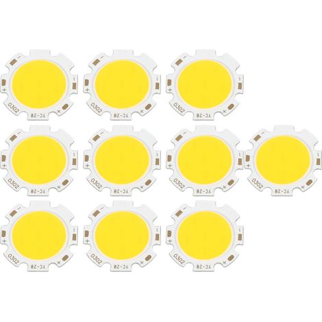 Rosvola 10 pièces ronde COB 3 W haute puissance puce LED ampoule lampe lumière blanc chaud (1/5)