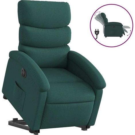 Maison Exclusive - Poltrona Alzapersona Reclinabile Elettrica Verde Scuro Tessuto