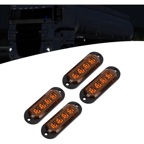 4 Feux Latéraux pour Camion 3000K Haute Luminosité LED IP65 Étanches Faciles à Installer 12‑24V Jaunes