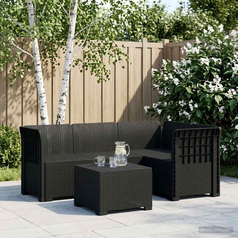 vidaXL 4-Seater Garden Sofa Rattan Look PP Anthracite (1/5)