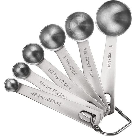 Cuillères à mesurer, ensemble de 6 cuillères à mesurer en acier inoxydable, petites cuillères à soupe avec mesures métriques et américaines, pour mesurer les ingrédients secs et liquides