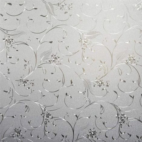 Sichtschutzfolie, Fensterfolie mit Blumenmuster, Milchglasfolie für mehr Privatsphäre, wiederablösbare Verdunkelungsfolie ohne Klebstoff, UV-beständig, 60 x 200 cm