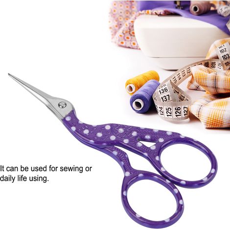 Mini Ciseaux de Couture en Acier Inoxydable Forme Oiseau pour Broderie (pointes blanches et violettes) (1/4)