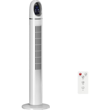 Ventilatore a Torre per Camera da Letto, Ventilatore da Pavimento Oscillante a 70°, 4 Modalità, 3 Velocità, Timer 24 Ore, Bianco