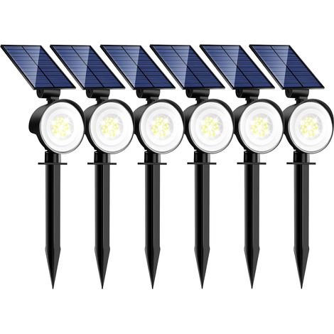 nipify Lampe Solaire Extérieur Jardin Lot de 6, Spot Solaire Exterieur Puissant 53 LED/3 Modes, Étanche Réglable Lumiere Solaire pour Allée Chemins Murale[Blanc Froid] (1/5)