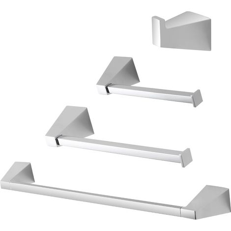 Set con appendino, porta rotolo e porta salviette a muro cromo Giza (1/5)