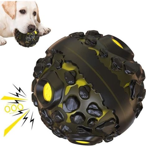 Jouet pour Chien - Ballon Couinement - Jaune - Interactif - Moyen et Gros (1/2)