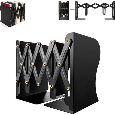 Sujetalibros,Soporte para libros,Soporte para libros,Ajustable,Patas antideslizantes,Uso multifuncional,Negro (1/5)