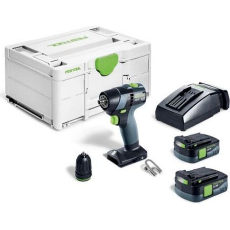 Festool – Perceuse-visseuse sans fil 12V avec 2 batteries 2.5Ah – Moteur EC-TEC – Couple 30Nm – Systainer pour rangement