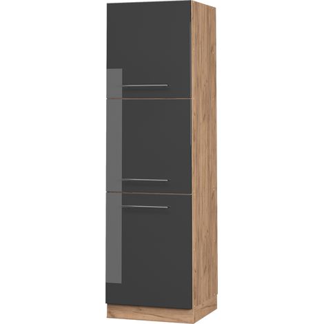 Herdumbauschrank Fame-Line, Anthrazit Hochglanz, 60 cm, Vicco