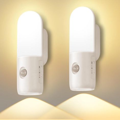 Luz nocturna LED regulable con sensor de movimiento y diseño recargable – 2 unidades para mayor seguridad en el hogar. (1/5)