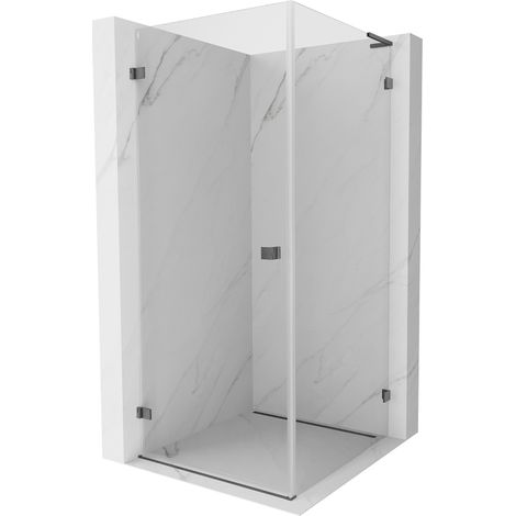 Mexen Lunar-B L cabine de douche pivotante gauche 80 x 80 cm, transparent, gris canon brossé - 832L-080-080-66-00-L (1/5)