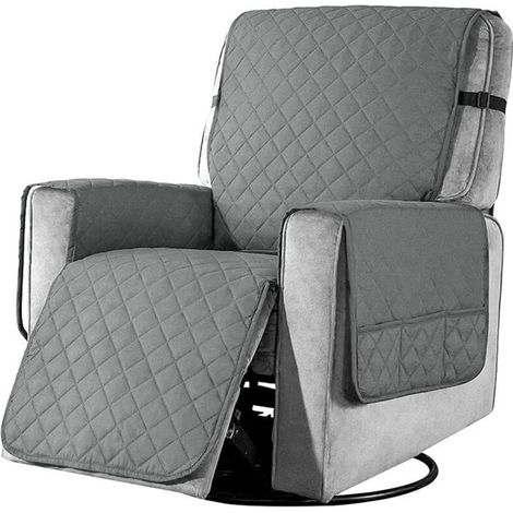 Housse de fauteuil inclinable, canapé 1 place, antidérapante, douce et lavable en machine, idéale pour les familles avec enfants et animaux, petite taille (gris clair). (1/5)