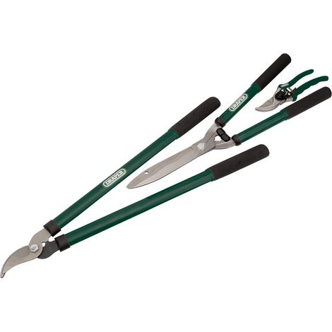 Draper Garden Shears Loppers Secateur Set Soft Grip Handles Bright Green 28210
