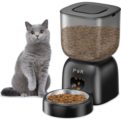 PUPPY KITTY 3 L Futterautomat, Schwarz Automatischer Katzenfutterspender, individuelles Fütterungsprogramm, 10-sekündige Sprachaufzeichnung