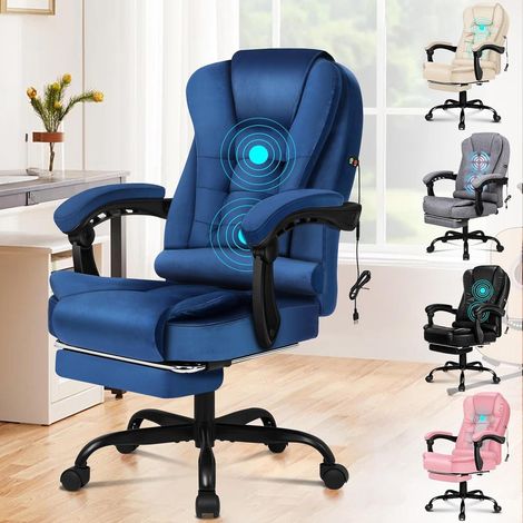 Bürostuhl Gaming Drehstuhl Lordosenstütze Rollen Wildleder Blau (1/5)