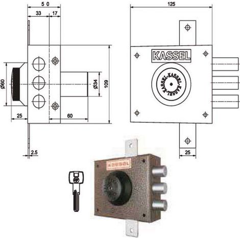 Serratura di Sicurezza Triplice Destra con Pompa Modello 2201/CP Kassel