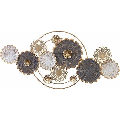 décoration murale contemporaine multicolore en pvc design floral - fleurs multicolores or blanc gris (1/5)