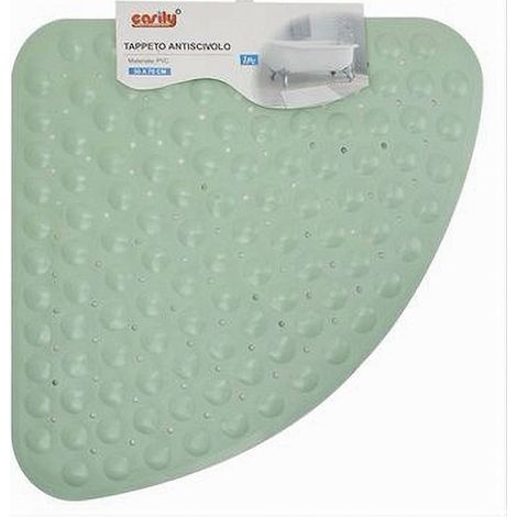 Trade Shop - Alfombra De Ducha Triangular De Pvc Antideslizante Verde 50 X 70cm 79734 - (1/2)