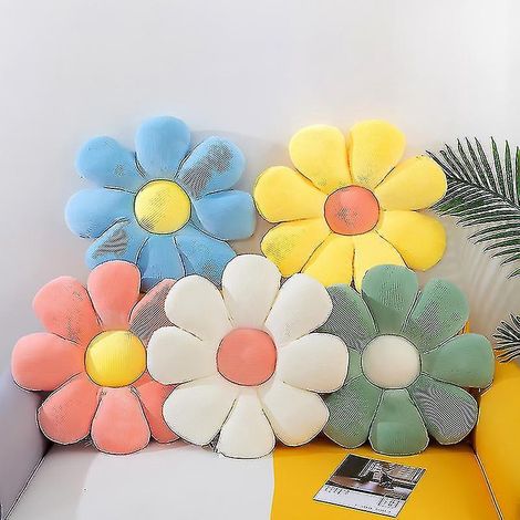Plüschkissen mit Blumenmotiv, weiches Stuhlkissen mit Cartoon-Motiv, Wohnzimmer-, Schlafzimmer- und Sofakissen, Dekokissen, Geburtstagsgeschenk – 40 x 40 cm – Blau (1/5)