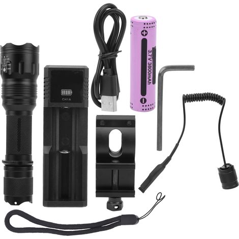 Lampe Torche LED Tactique Rechargeable 5 Modes Imperméable avec Clip (1/5)