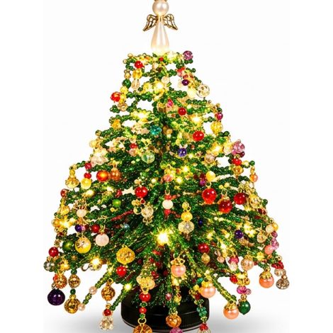 Irovami Kit sapin perlé Noël – perles cristal, métal, ange, breloques, ambiance