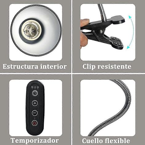 Lampe pour reptiles, lampe pour tortues, lampe chauffante pour tortues avec minuterie, lumière UVB rotative à 360° pour les tortues, les serpents aveugles, etc. (1/4)