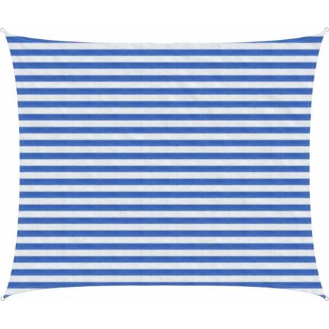 Voile d'ombrage à rayures bleues et blanches, 2,5 x 3,5 mètres, PEHD (1/5)