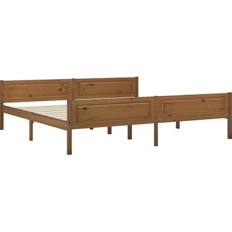 Maison Exclusive - Cadre de lit sans matelas pin massif marron miel 200x200 cm (1/5)