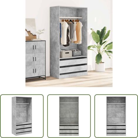 Holzkleiderschrank -  Kleiderschrank Betongrau 100x50x200 cm Holzwerkstoff (1/5)