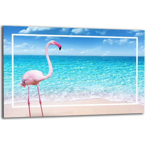 PLAQUE DE PROTECTION EN VERRE POUR CUISINIÈRE 80x52 FLAMANT ROSE (1/5)