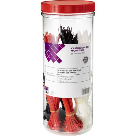 TRU COMPONENTS BPSR-1000Z Kabelbinder 100 x 2.5 mm Schwarz, Rot, Natur 1000 St.