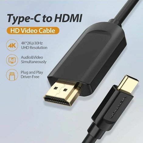 Cavo HDMI Vention CGUBH 2 m Nero Dorato (1/5)
