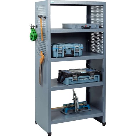 Kupper – Étagère rayonnage 89202 180 x 53 x 91 cm – 4 niveaux réglables – Charge 75 kg/niveau – Panneaux perforés pour crochets