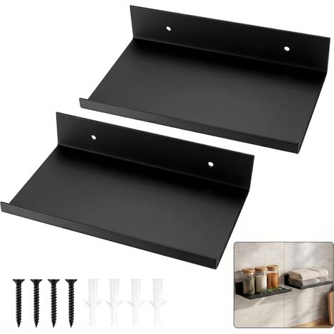 2 Pièces Étagère Murale Noire, 20x12x4 cm (1/5)