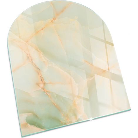 Plaque Rectangulaire en verre trempé décorative de protection avec impression pour salon pour cheminée Motif marbré abstrait 80x70 cm (1/5)