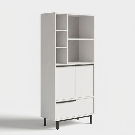 Platzsparender Badezimmerschrank mit Türen und Regalböden Vespis - Weiß (1/4)