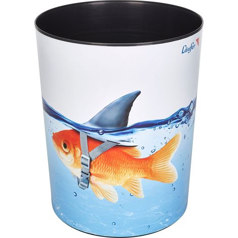 corbeille à papier avec motif chatons curieux, chats, poubelle de 13 litres, parfait pour la chambre d'enfant, rond, plastique solide, motifs différents (1/2)