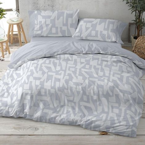 Housse de Couette imprimée, lit de 105 cm (+ Dimensions Disponibles), Motif 141, Couleur Bleue (105 x 190/200 cm) (1/5)