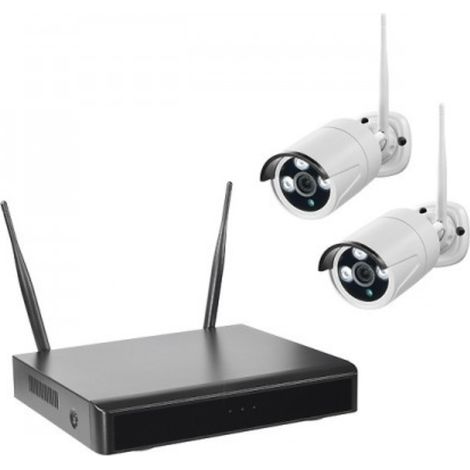 WLAN-NVR mit 2 Funk-Außenkameras WR100B, 1TB Festplatte HDD WiFi