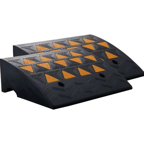 2 rampes d'accès en caoutchouc, hauteur 15,2 cm, charge lourde 15 T, seuil antidérapant structure alvéolée pour voitures, fauteuils roulants, vélos, motos (1/5)
