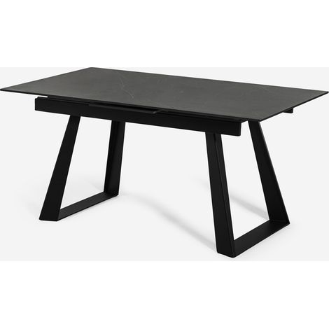 Tavolo da pranzo allungabile moderno 90x160-200cm effetto marmo Caracas - Nero (1/5)