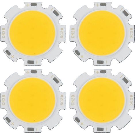 Paquete de 4 bombillas LED COB redondas de 5 W, luz blanca cálida ultrabrillante, 15-17 V CC. (1/4)