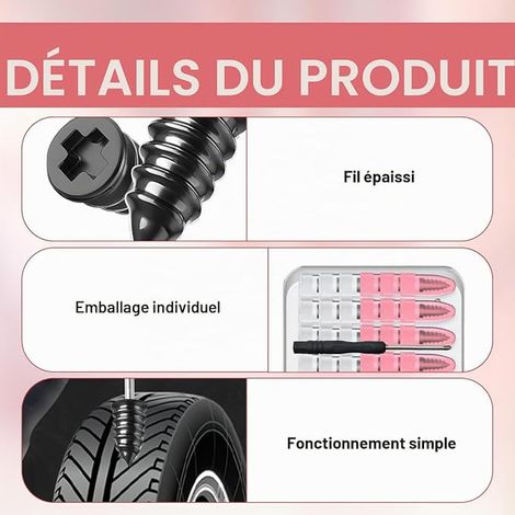 Kit Reparation Pneu Voiture Vis Crevaison Tournevis Meche Auto Moto Anti Tracteur Tondeuse Boite (1/2)