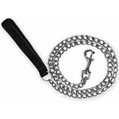 Laisses classiques Laisse Chien Chaîne (120cm) en Acier Laisse Métal Chien Solide Poignée en Cuir PU M (1/4)