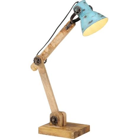 Lampe de bureau réglable style industriel fer bleu délavé 23 x 18 x 96 cm avec finition unique en fer bleu (1/5)