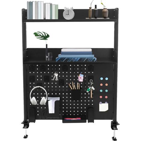 Organizzatore da scrivania, design modulare, soluzione salvaspazio, nero (1/2)