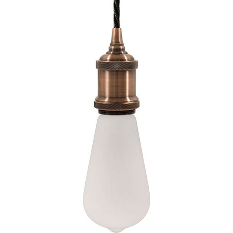 Lampada a sospensione Made in Italy completa di cavo tessile trecciato e portalampada in alluminio  Con lampadina - Rame satinato - No