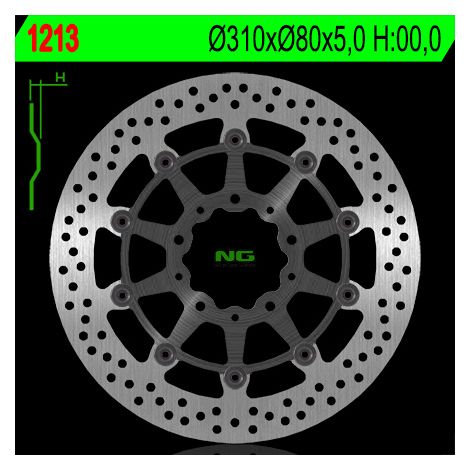 Disco de freno delantero flotante Kawasaki de 310 mm, color plata/negro.