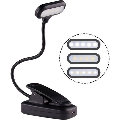 Warm LED Clip-on Reading Lamp - Anti-Blue Light Amber Light - USB Rechargeable - 360° Flexible Neck for Reading in Bed (1/5)